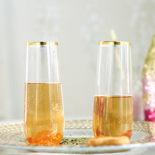 6 Pack Gold 9 OZ Plastic Stemless Disposable Champagne Flutes