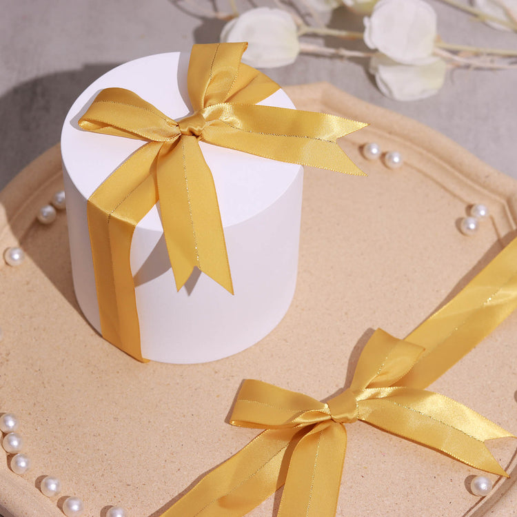 10 Inch Gold Satin Decor For Gold Foil Lining With Ribbon Bows & Gift Favors