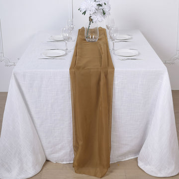 Elegant Gold Chiffon Table Runner for Stunning Tablescapes
