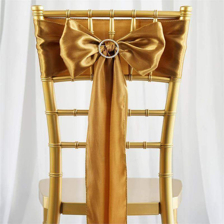 5 pack - 6"x106" Gold Satin Chair Sashes