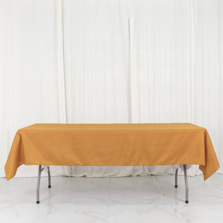 54 Inch x 96 Inch Rectangle Shaped Gold Polyester Linen Tablecloth