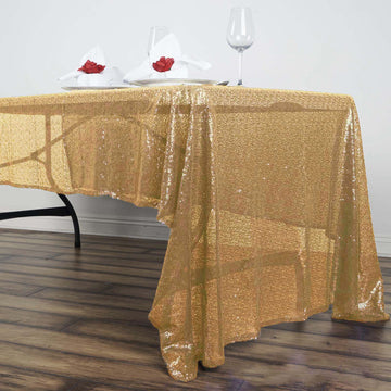 60"x126" Gold Seamless Premium Sequin Rectangle Tablecloth
