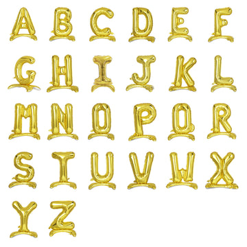 27" Gold Self Standing Helium/Air Mylar Foil Letter and Number Balloons