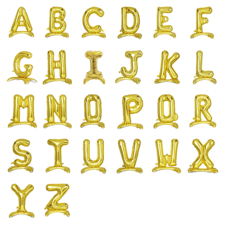 27 Inch Gold Self Standing Helium Or Air Mylar Foil Letter Balloons
