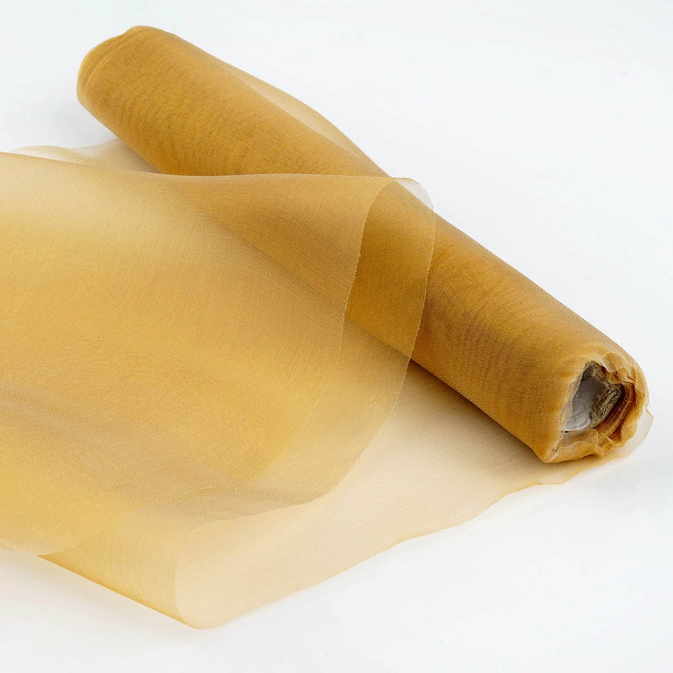 12inch x 10yd | Gold Sheer Chiffon Fabric Bolt, DIY Voile Drapery Fabric
