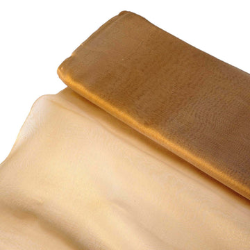Gold Solid Sheer Chiffon Fabric Bolt, DIY Voile Drapery Fabric 54"x10yd