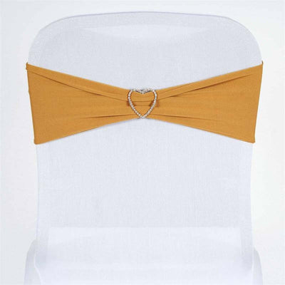 Gold chair sash with heart-shaped rhinestone accent