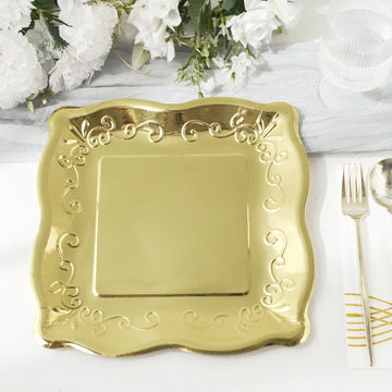 Add a Touch of Elegance with Gold Square Vintage Dinner Plates