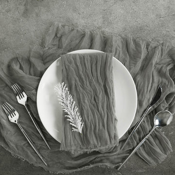 5 Pack | Gray Gauze Cheesecloth Boho Dinner Napkins | 24"x19"