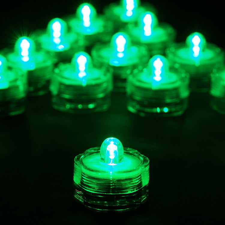 12 Pack | Green LED Lights Waterproof Battery Operated Submersible#whtbkgd