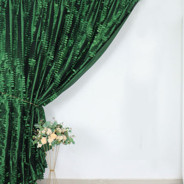 8ftx8ft Green 3D Leaf Petal Taffeta Fabric Photo Backdrop Curtain, Formal Event Drapery Panel With Rod Pocket