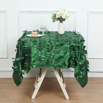 Green 3D Leaf Petal Taffeta Fabric Seamless Square Tablecloth 54