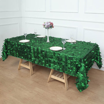 60"x102" Green Leaf Petal Taffeta Seamless Rectangle Tablecloth