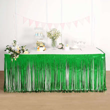 30 Inch x 9 Feet Green Metallic Foil Fringe Tinsel Table Skirt