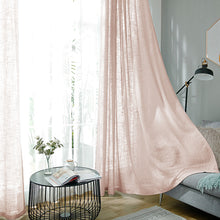 Handmade Blush Rose Gold Faux Linen 52 Inch x 108 Inch Curtain Panels With Chrome Grommets