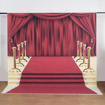 Hollywood Red Carpet and Curtain Vinyl Photography Backdrop 8ftx8ft