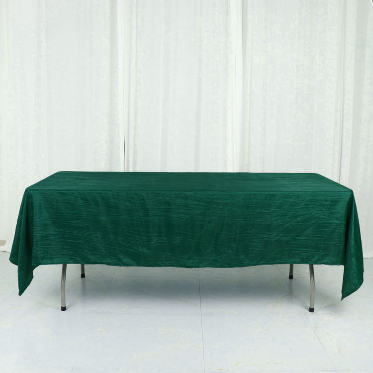 Hunter Emerald Green Accordion Crinkle Taffeta Rectangle Tablecloth 60 Inch x 102 Inch 