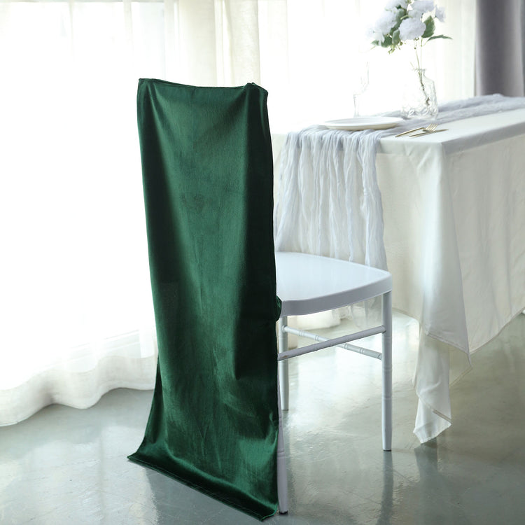 Hunter Emerald Green Buttery Soft Velvet Chiavari Chair Solid Back Slipcover