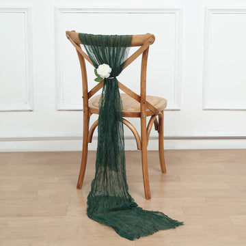 5 Pack Hunter Emerald Green Gauze Cheesecloth Boho Chair Sashes 16" x 88"