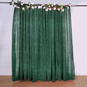 20ftx10ft Hunter Emerald Green Metallic Shimmer Tinsel Photo Backdrop Curtain, Event Background Drapery Panel