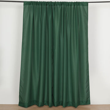 2 Pack Hunter Emerald Green Polyester Divider Backdrop Curtains With Rod Pockets, Event Drapery Panels 130GSM - 10ftx8ft