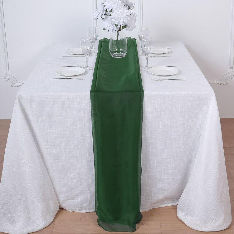 Premium Hunter Emerald Green Chiffon Table Runner 6 Feet