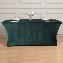 6 Feet Hunter Emerald Green Premium Spandex Velvet Rectangular Tablecloth with Foot Pockets