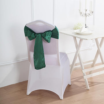 5 Pack Hunter Emerald Green Satin Chair Sashes 6"x106"