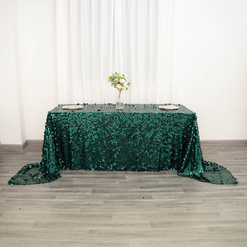 Add a Touch of Elegance with the Hunter Emerald Green Seamless Big Payette Sequin Rectangle Tablecloth