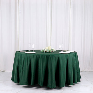 Hunter Emerald Green Seamless Polyester Round Tablecloth 120" for 5 Foot Table With Floor-Length Drop