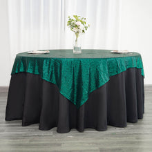 72 Inch By 72 Inch Hunter Emerald Green Sequin Square Tablecloth Overlay Seamless