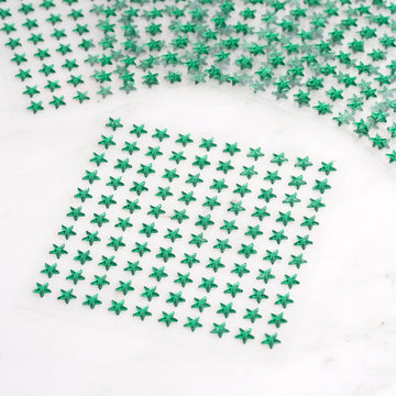 600 Pcs Hunter Green Star Shape Stick-On Diamond Rhinestone Stickers, DIY Self Adhesive Craft Gems