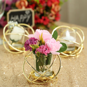Stunning Gold Metal Flower Vase Centerpiece