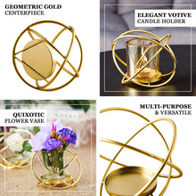 3 Pack | 3inch Gold Metal Geometric Flower Bud Vase Votive Candle Holder Set
