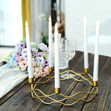 Add Sparkle to Your Event with the 5 Arm Gold Metal Taper Candle Wreath Candelabra Candlestick Holder