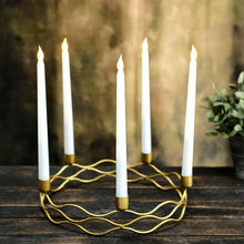 12 Inch Gold Round Taper Candle Holder Wreath Design