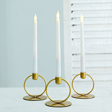 Add Elegance to Your Décor with Gold Metal Ring Frame Taper Candle Holder Stands