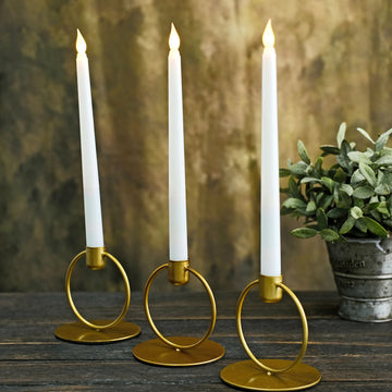 Elevate Your Décor with the Gold Metal Ring Frame Taper Candle Holder Stands