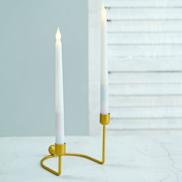 Add Elegance to Your Décor with Gold Metal 2-Arm Geometric Taper Candle Holder Candelabra