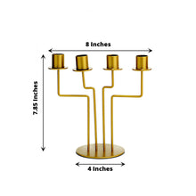 2 Pack 8 Inch Gold Metal Geometric Taper Candle Holder Candelabra with 4 Arms
