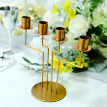 8 Inch Gold Metal 4 Arm Geometric Taper Candle Holder Candelabra 2 Pack