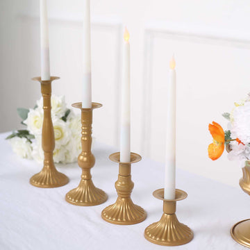 Enhance Your Table Setting with Gold Baroque Metal Taper Candle Holders