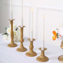 4 Set Metal Baroque Gold Taper Candle Holders 
