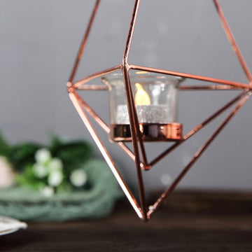 Create an Intimate and Romantic Atmosphere with Open Frame Metal Geometric Flower Terrariums