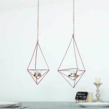 Add a Touch of Luxury with Rose Gold Hanging Diamond Tealight Candle Holders