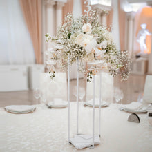 White 32-Inch Geometric Metal Vase Flower Stand