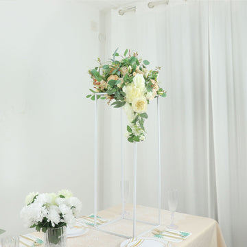 Glossy White Metal Wedding Flower Stand - Add Elegance to Your Centerpieces