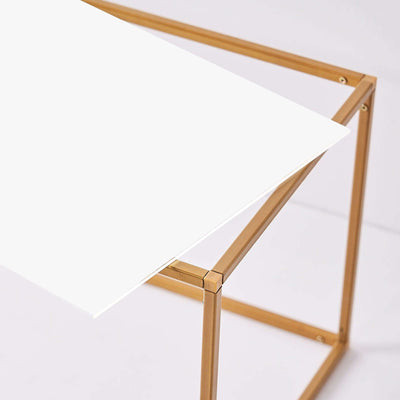 Modern white desk with gold metal frame
