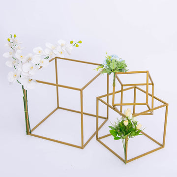 Versatile Gold Metal Frame Wedding Flower Stands