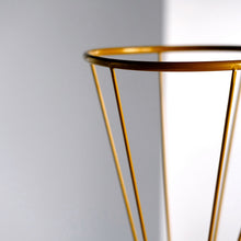 Metal 27 Inch Reversible Geometric Gold Column Pedestal Flower Stand Vase